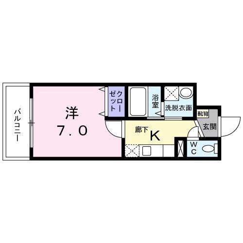 スカイハウス(1K/6階)の間取り写真