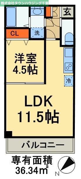 アサンテ稲毛海岸(1LDK/4階)の間取り写真