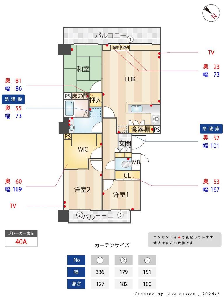 ピア高宮N棟(3SLDK/3階)の間取り写真
