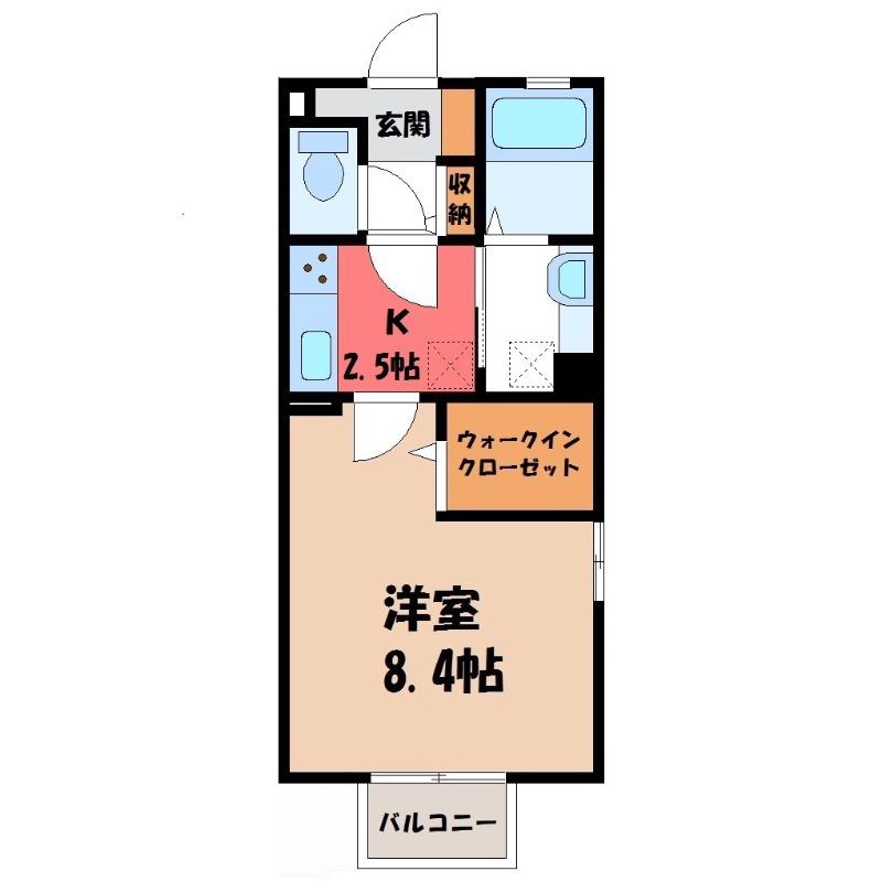 ラシーヌ・コート(1K/2階)の間取り写真