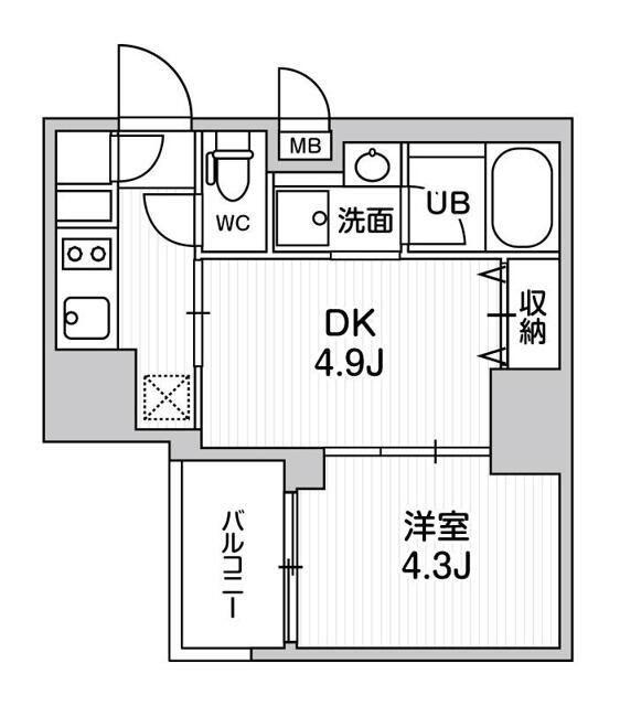 シーフォルム大井町Ⅱ(1DK/10階)の間取り写真