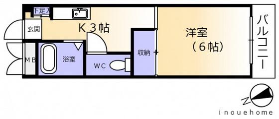 今本ビル(1K/3階)の間取り写真