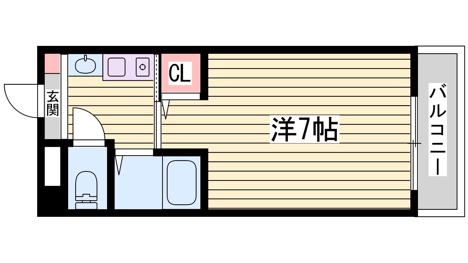 YKハイツ中崎II(1K/2階)の間取り写真