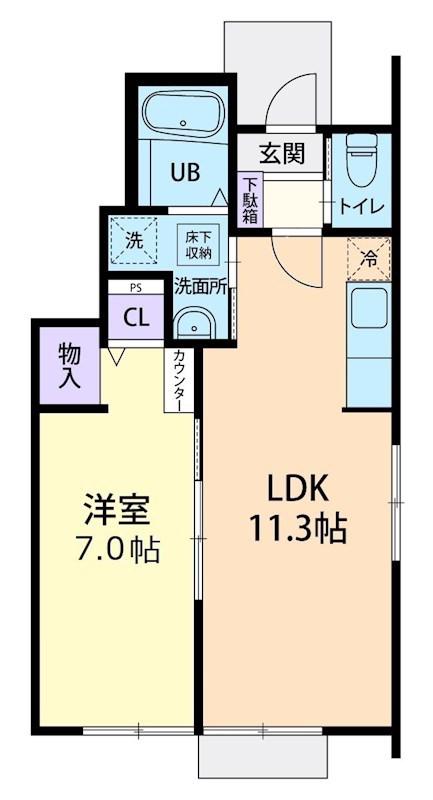 12/15秩父市中宮地町1LDK(1LDK/1階)の間取り写真
