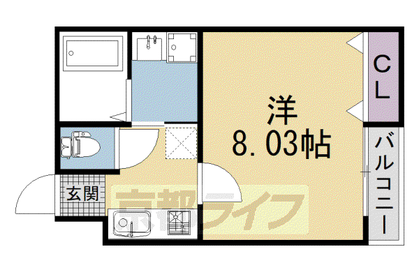 西京極マンション(1K/2階)の間取り写真
