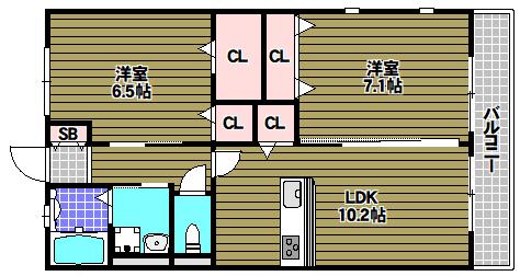 DEAR COURT(2LDK/2階)の間取り写真