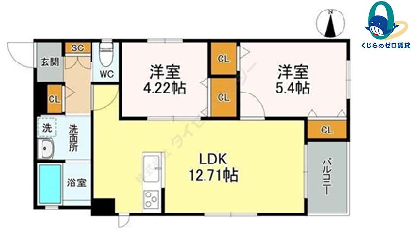 PRECIOUS SHINSAKAE(2LDK/4階)の間取り写真