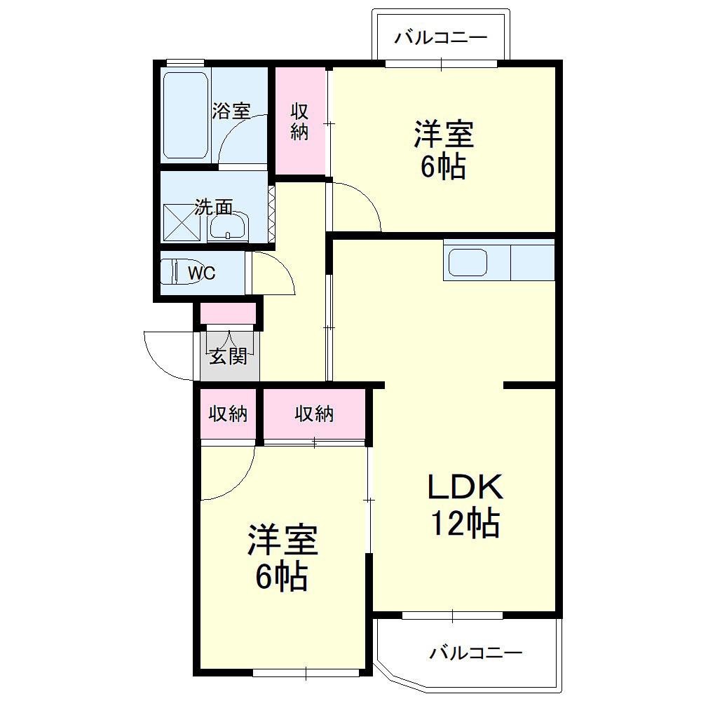 レスポワール曳馬II(2LDK/3階)の間取り写真