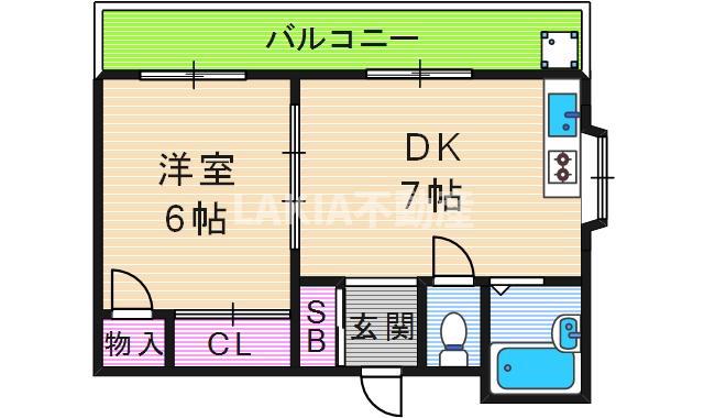 ステイト阿倍野(1DK/5階)の間取り写真
