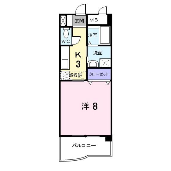 サニーヒルズK(1K/4階)の間取り写真