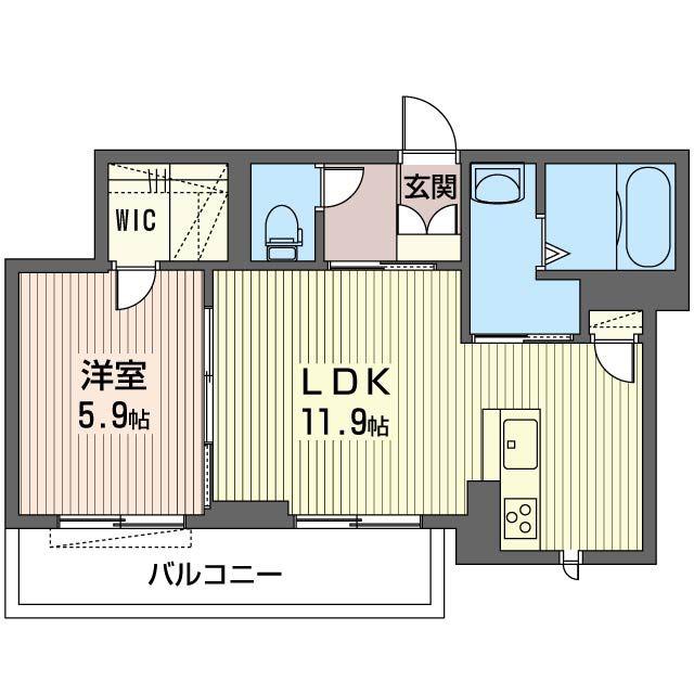 ビューテラスD(1LDK/3階)の間取り写真