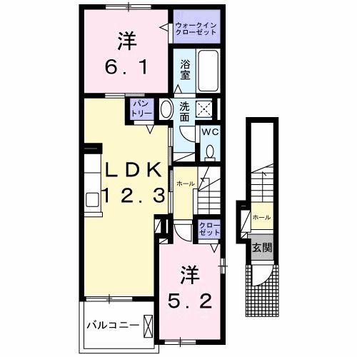 ヴィア ラッテア(2LDK/2階)の間取り写真