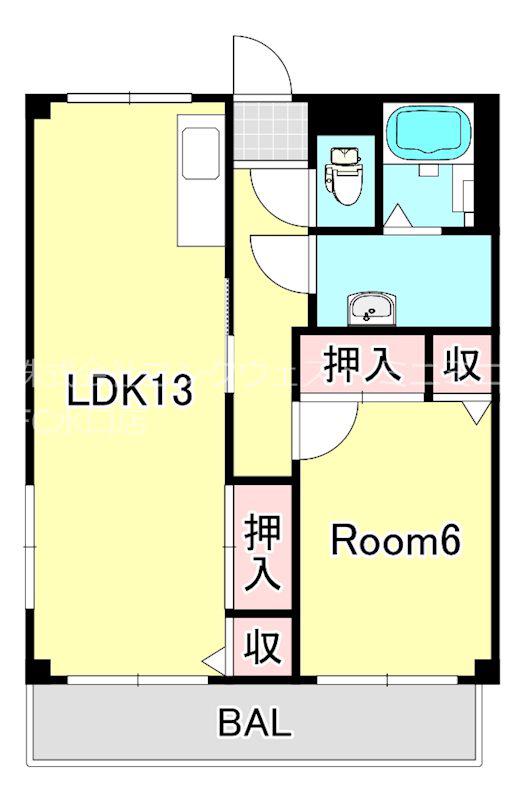 メゾン明日香(1LDK/1階)の間取り写真