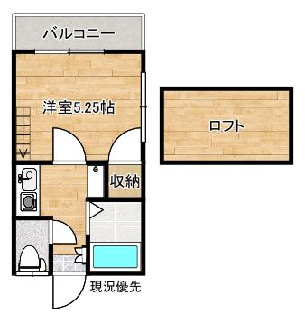 ルミエール西津田(1K/2階)の間取り写真