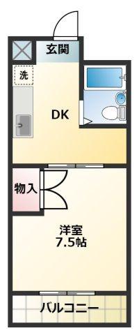 GREEN KOMATSU(1DK/2階)の間取り写真