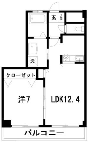 サウスヘヴン(1LDK/4階)の間取り写真