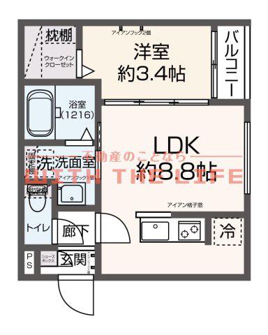 REVIVE聖マリア病院前(1LDK/1階)の間取り写真