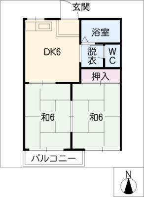 サンライズ東山(2DK/1階)の間取り写真