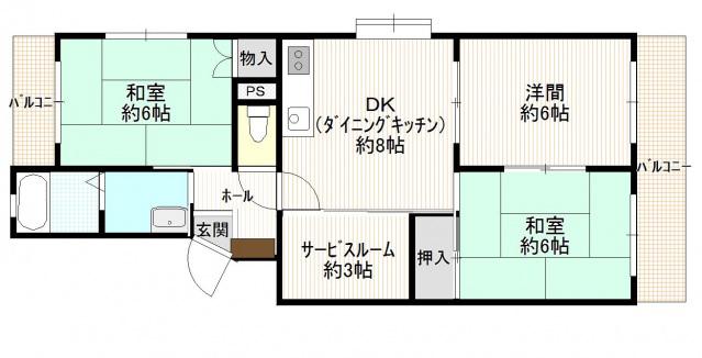 ハイツ松村(3SDK/2階)の間取り写真