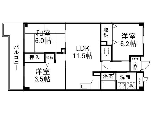 コテドパルク住吉(3LDK/5階)の間取り写真