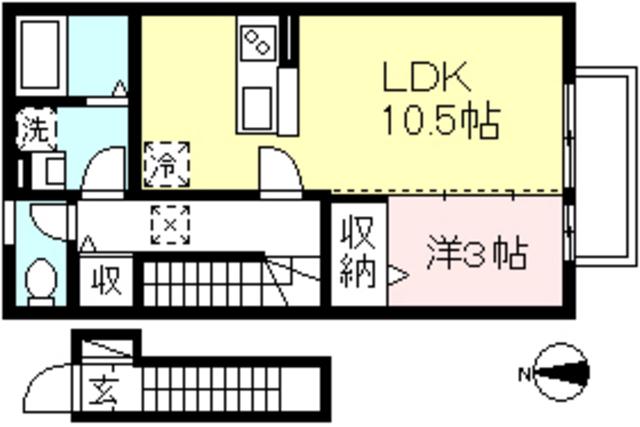 モン・シェリー(1LDK/2階)の間取り写真