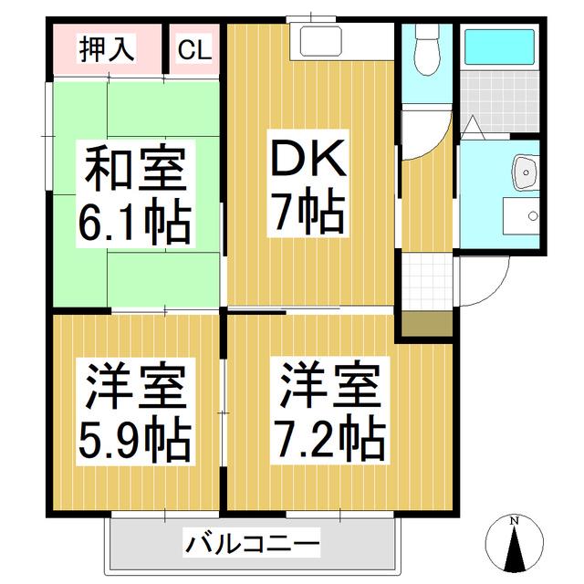 バリュージュふじみ(3DK/1階)の間取り写真