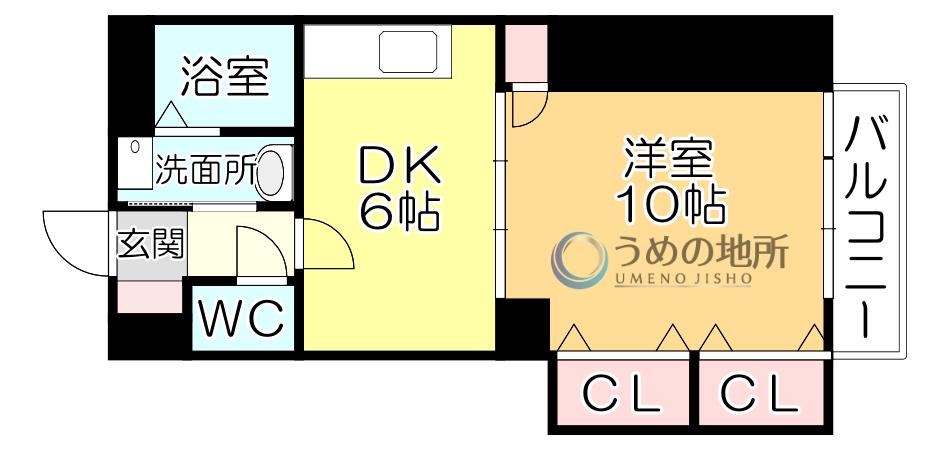 クオリティ平田(1DK/4階)の間取り写真