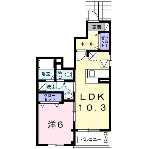 サンライズ I(1LDK/1階)の間取り写真