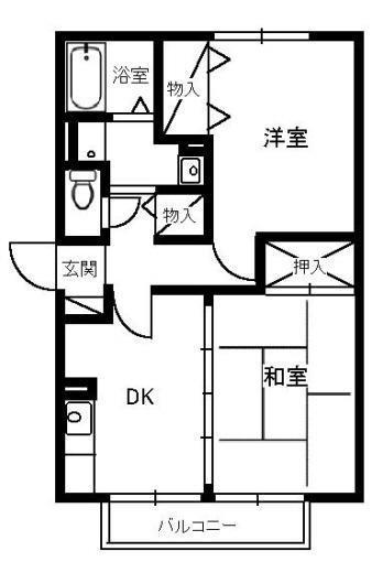 ビレッジみなみ スプリング(2DK/1階)の間取り写真