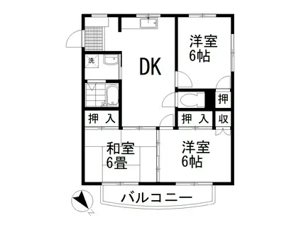 フューチャ鴨川(3DK/3階)の間取り写真