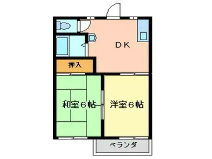 フォーブルなつめ B(2DK/2階)の間取り写真