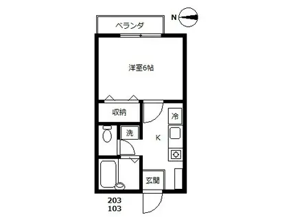 ドム・プレジール(1K/2階)の間取り写真