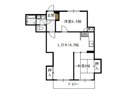 バンベールハウス(2LDK/3階)の間取り写真
