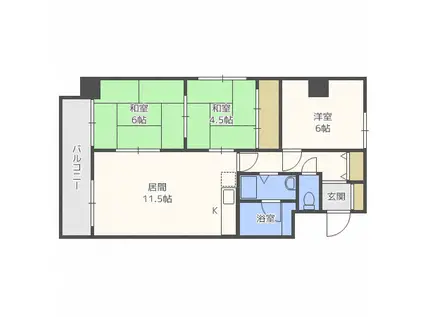 サンパーク麻生(3LDK/3階)の間取り写真