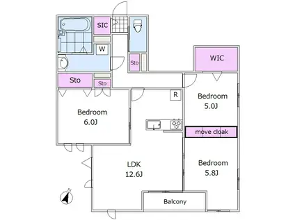 サン・ルミエール瑞江(3LDK/1階)の間取り写真