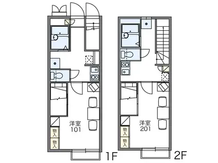 ＪＲ筑肥線 美咲が丘駅 徒歩8分 2階建 築22年(1K/1階)の間取り写真