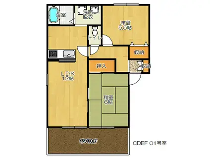 クイーンズヒル F(2LDK/1階)の間取り写真