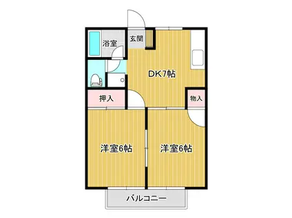 コーポ松寿(2DK/2階)の間取り写真