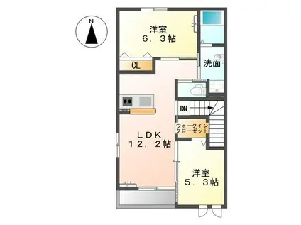 シャルマンコートA(2LDK/2階)の間取り写真