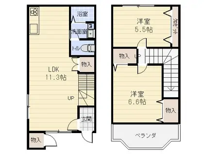 ミソラウエスト(2LDK/1階)の間取り写真