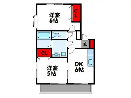 ルートピア古賀(2DK/1階)の間取り写真