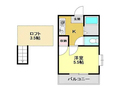 イースト(1K/1階)の間取り写真