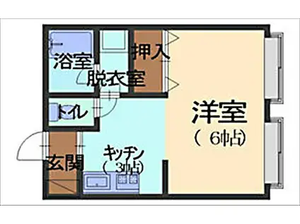 サンヒルハイツ(ワンルーム/1階)の間取り写真