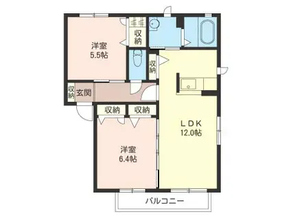 エリアントB棟(2LDK/2階)の間取り写真