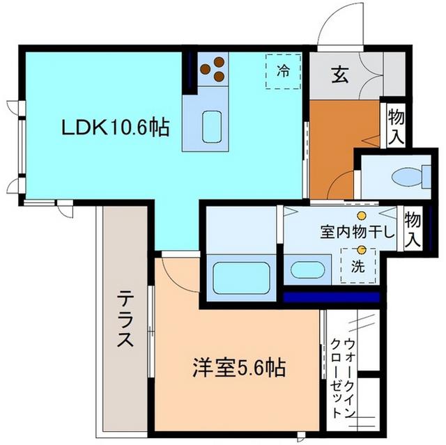 カーサ デルソル(1LDK/1階)の間取り写真