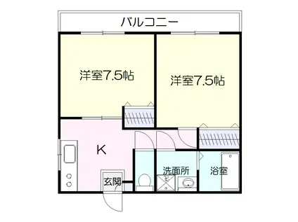 騎射場パークマンションM 鹿児島市(2K/4階)の間取り写真