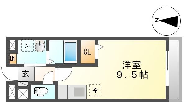 ボヌールIII(ワンルーム/3階)の間取り写真