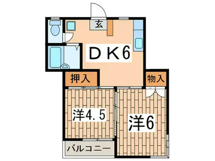 ハイネス大沢(2DK/2階)の間取り写真