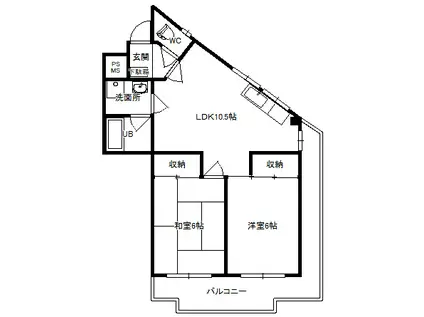 シンワマンションB(2LDK/3階)の間取り写真