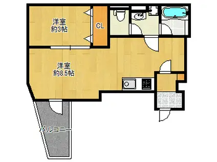 ALEGRIA住道 サウス(1LDK/1階)の間取り写真